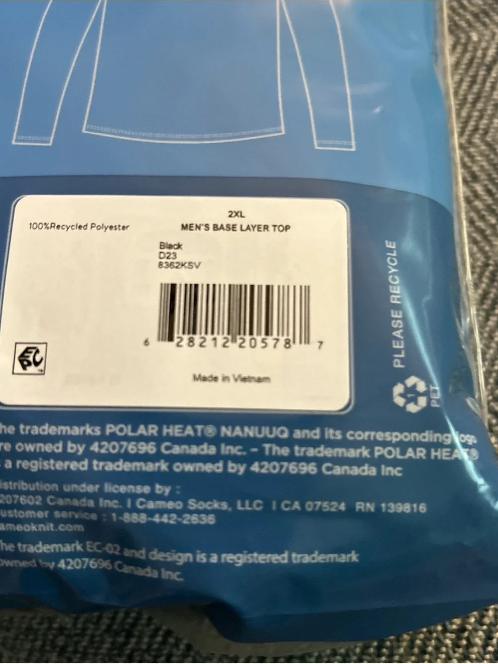 POLAR HEAT NANUUQ MENS THERMAL BASE LAYER TOP 2XL Midweight Fleece Backed Top